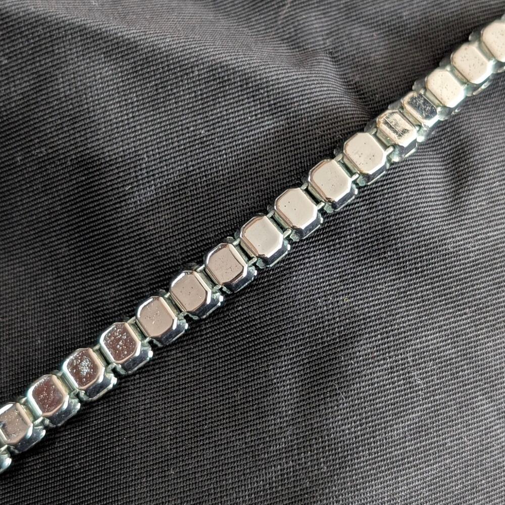 Vintage Eisenberg Emerald Cut Austrian Rhinestones Crystal Necklace Signed - Picture 8 of 9